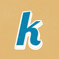 Psd retro letter K bold typography white border