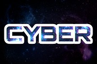Blue CYBER galaxy sticker psd word typography