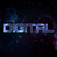 DIGITAL text typography word on galaxy background