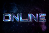 ONLINE word typography text on galaxy background