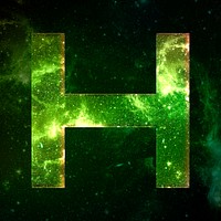 Psd letter H galaxy effect typography blue font