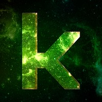 Psd letter k space effect typography blue font