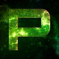 Psd letter P galaxy effect typography blue font