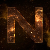 Psd letter N galaxy effect typography brown font