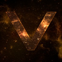 Psd letter v galaxy effect typography brown font