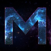 Psd letter M space effect typography blue font