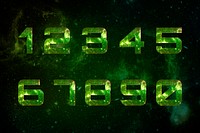 Psd Numbers typography font set galaxy background
