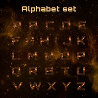 Psd alphabet set typography on brown galaxy background