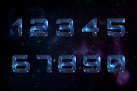 Numbers psd typography font set galaxy background