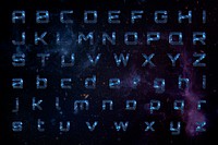 Alphabet set psd typography on blue galaxy background