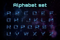 Alphabet set stellar typography psd