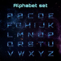 Psd galaxy alphabet set typography