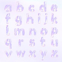 Holographic purple pastel psd alphabet set
