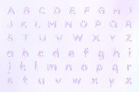 Alphabet psd holographic purple pastel typography set