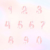 Holographic pastel font numbers psd numerical collection