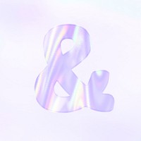 Holographic pastel ampersand sign psd purple symbol