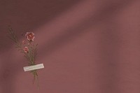 Red brown wall shadow background with flower 