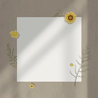 Wall shadow blank paper frame with flower decoration