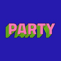 Party text retro layered typography