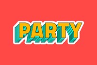 Party layered typography psd sticker