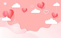 Pink background with hanging hearts