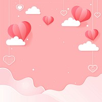 Vector dangling hearts cloud wave pink background