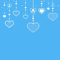 Dangling hearts sky blue background design space