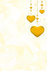 Background with yellow hanging hearts