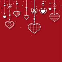 Red background with hanging hearts