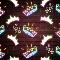 Neon crown star doodle psd pattern background
