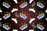 Neon crown star doodle pattern background psd