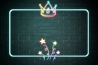 Neon frame star crown rainbow doodle