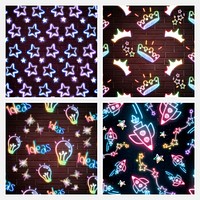 Psd colorful neon galaxy pattern background set