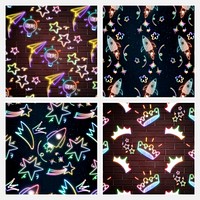 Psd colorful neon galaxy pattern background set