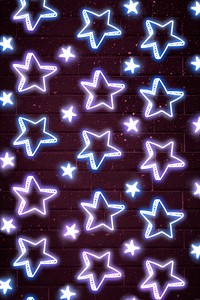 Star neon doodle psd pattern background