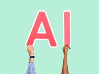 Hands holding up red letters forming the abbreviation AI