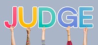 Colorful letters forming the word judge