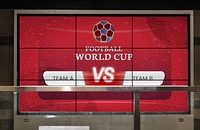 Advertising billboard with live football match
