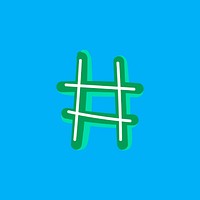 Hashtag symbol doodle vector typography