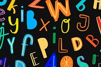 Colorful doodle font patterned background vector