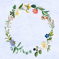 Floral summer wreath psd vintage drawing