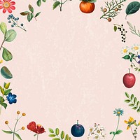 Vintage frame vector summer floral pattern