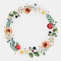 Flower and fruit decorated frame vector