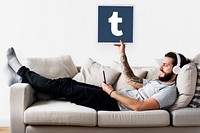 Man showing a Tumblr icon