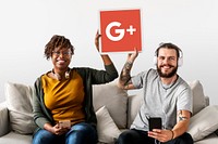 People holding a Google Plus icon