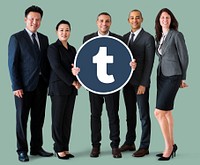 Business people showing a Tumblr icon