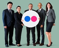 People holding a Flickr icon