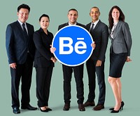 People holding the Behance logo