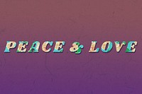 Peace & love retro floral pattern typography
