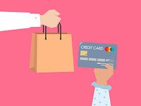 Shopper paying by credit card illustration